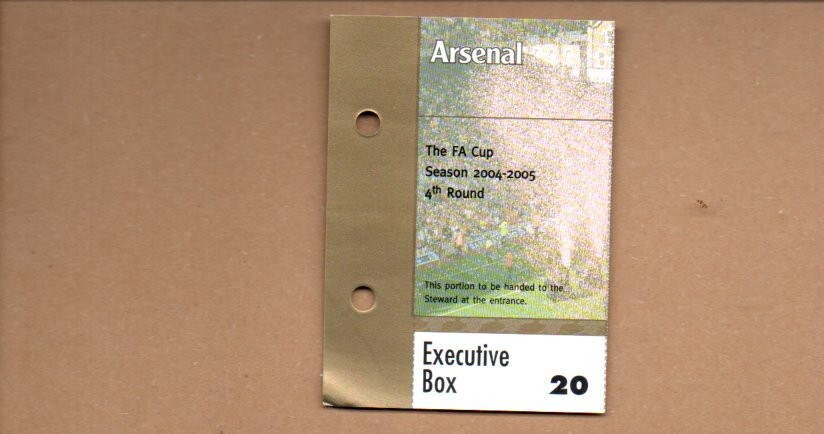 Executive Box Ticket - Arsenal v Wolves FAC 2004-05