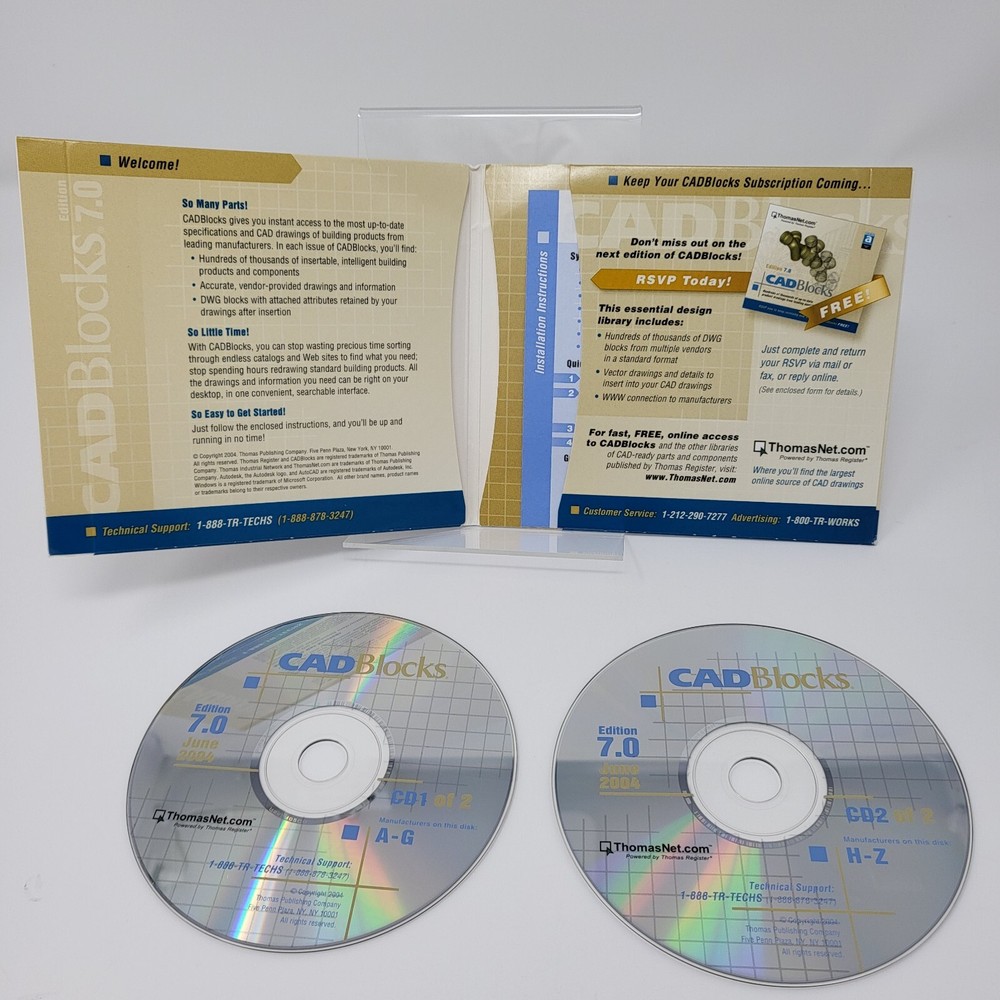 ThomasNet: CadBlocks ~ Edition 7.0 [2 PC CD-ROMS, 2004]