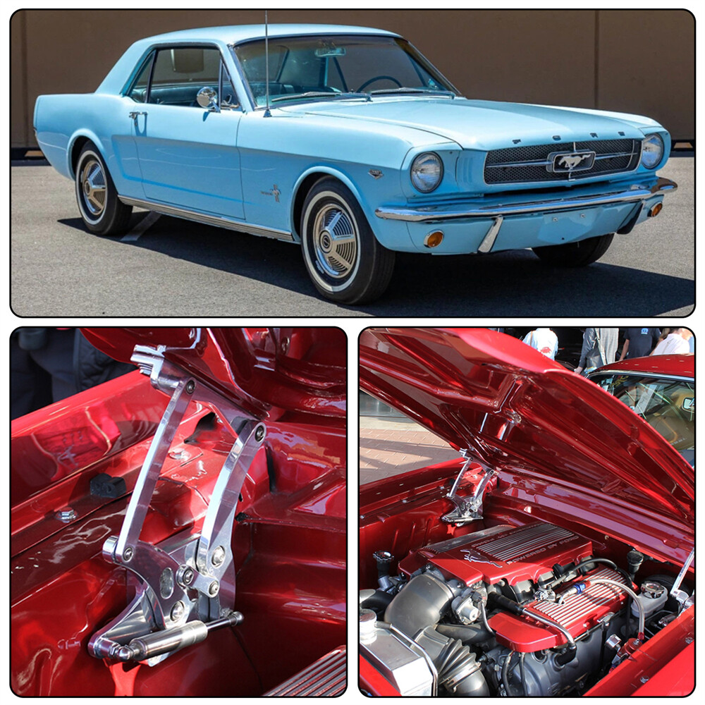 Billet Hood Hinge Kit Left and Right Side For Ford Mustang 1964-1966 Black