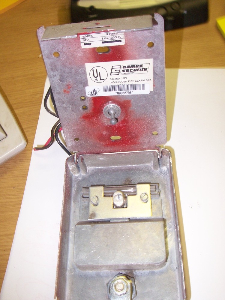 AAMES SECURITY SP-1 RED FIRE ALARM WALL PULL DOWN STATION NON-CODED BOX SPI SP1
