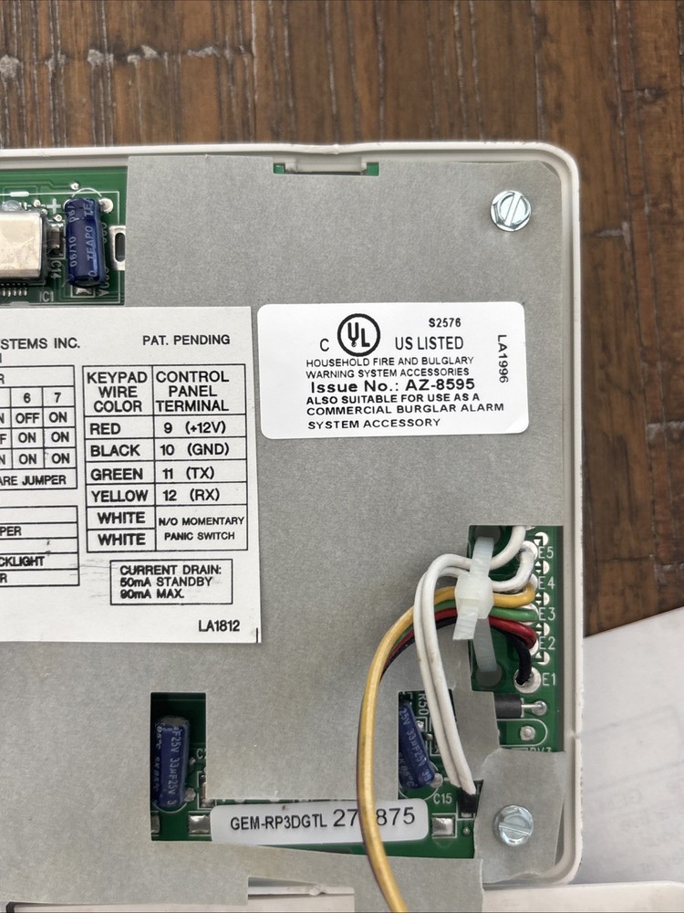 Napco Gemini Alert Security System Control Panel Keypad Security GEM-RP3DGTL