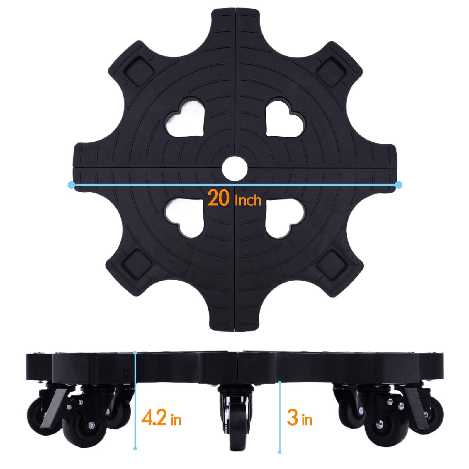 20" Plant Stand with Lockbable Wheels - Large Rolling Plant Caddy with Caster...