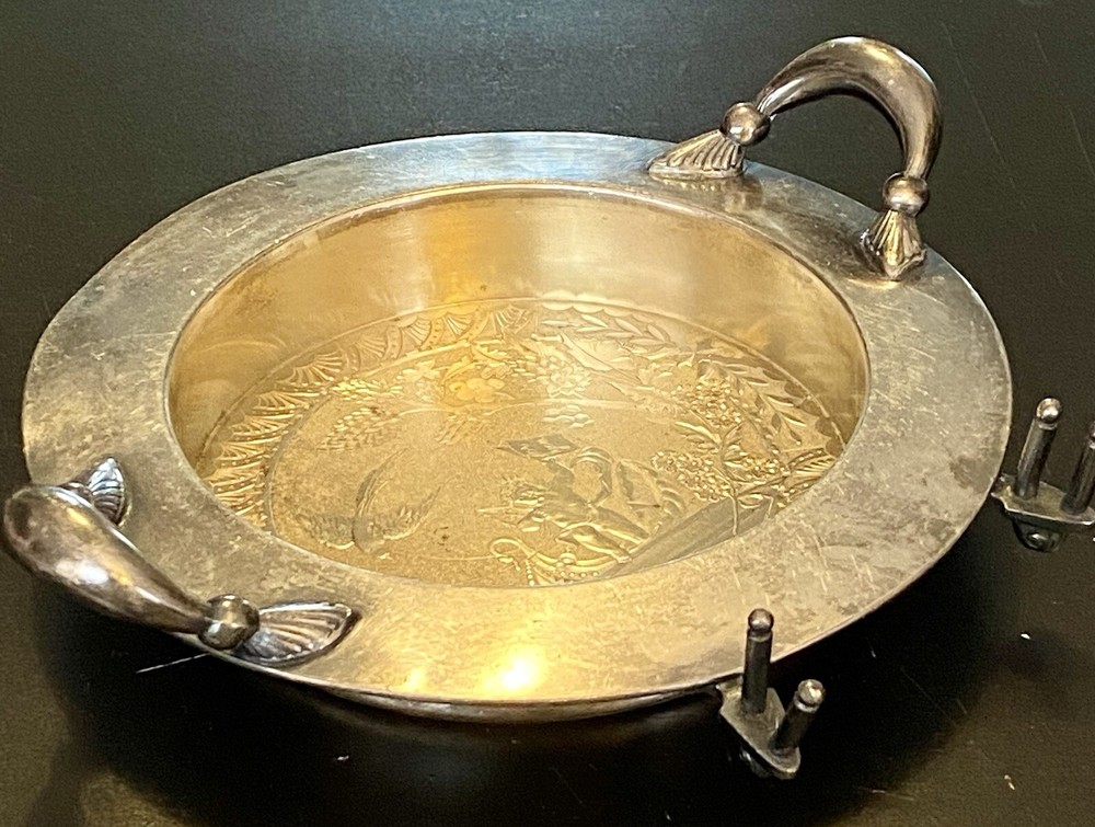 Antique Wilcox Quadruple Silverplate Etched Butter, Cheese, Candy Dish - Heavy