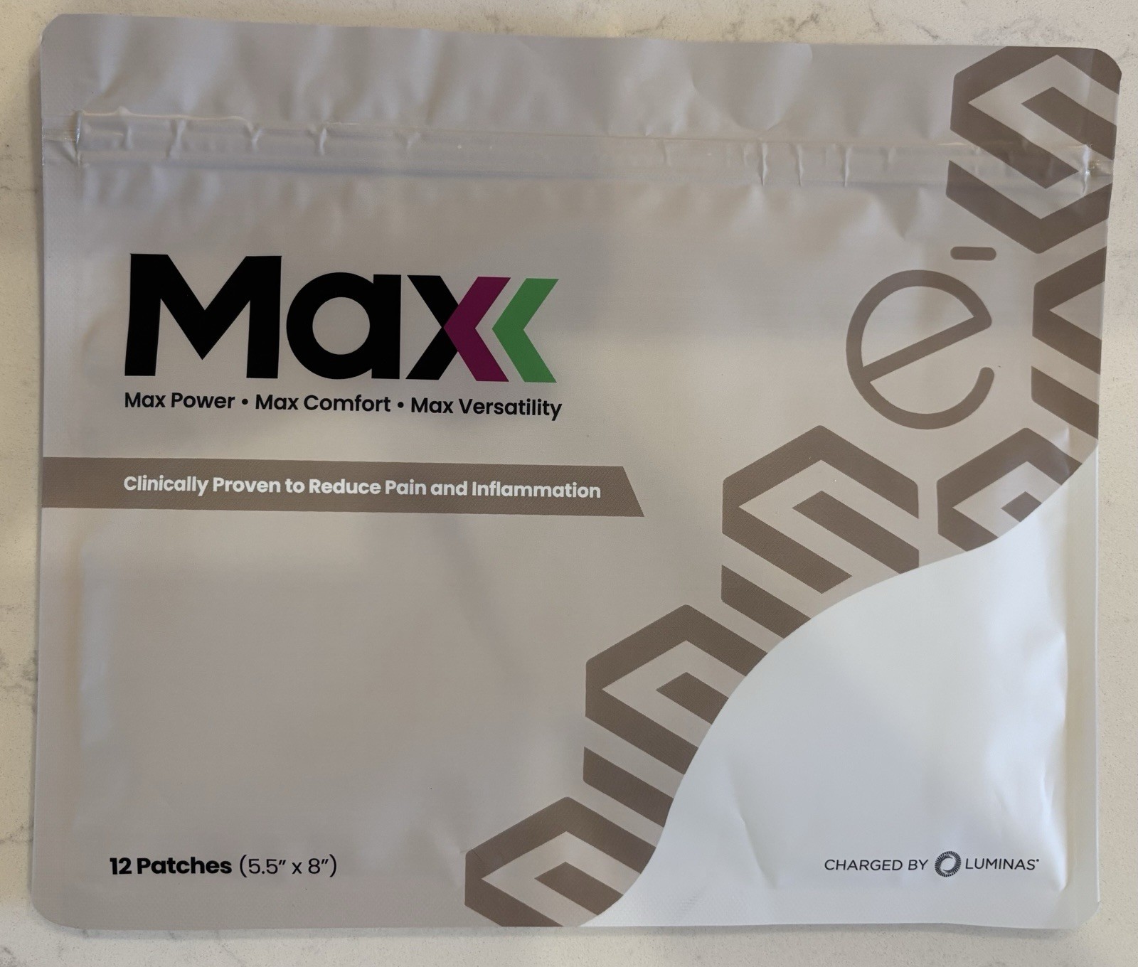 Luminas Max Electroceutical Patches Reduce Pain 12 Patches (5.5" X 8") Each