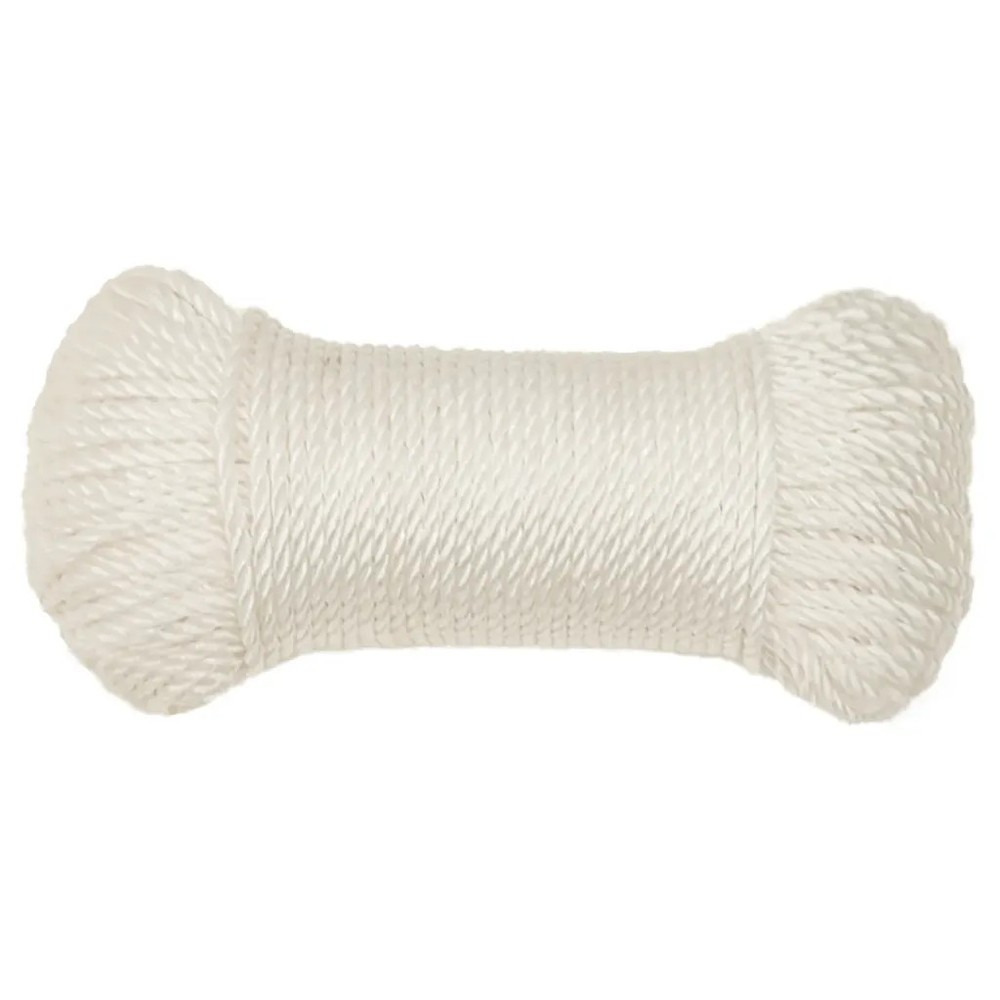 Work Rope 8mm x 50m White Polypropylene Twisted UV Weather Resistant Floatable