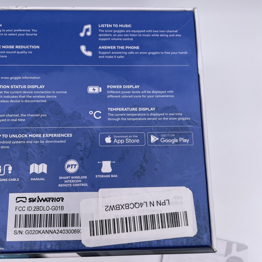 Ski Warrior Smart Wireless Intercom Audio Ski/Snowboard Goggles Black