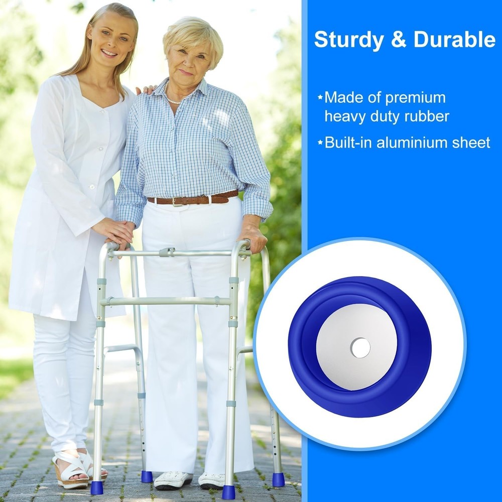 4-Pack Skid-Resistant Walker Tips for Enhanced Mobility - Easy Install in Blue