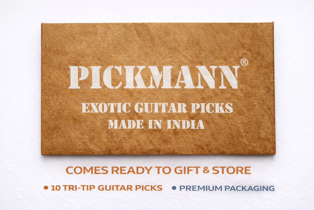 PICKMANN Tri-Tip Exotic Guitar Picks – Haldu Wood – 3 Edge - 10-Pack