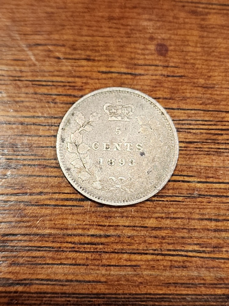 1893 Canada 5 Cents Silver Coin