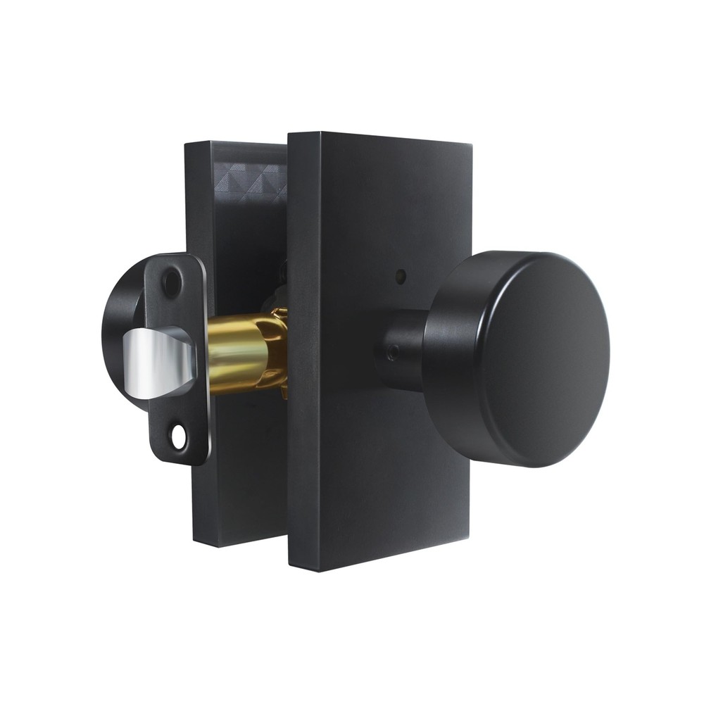 Matte Black Door Knobs Interior with Lock, Modern Privacy Rectangle Door Knob...