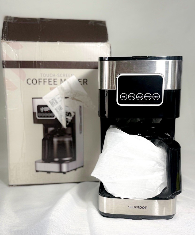 SHARDOR Touch-Screen 10-Cup Coffee Maker Programmable Glass Carafe 900W Silver