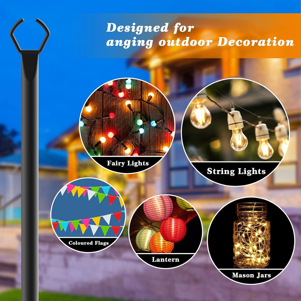 2 Pack String Light Poles,10 Ft Light Poles for outside String Lights,Outdoor Li