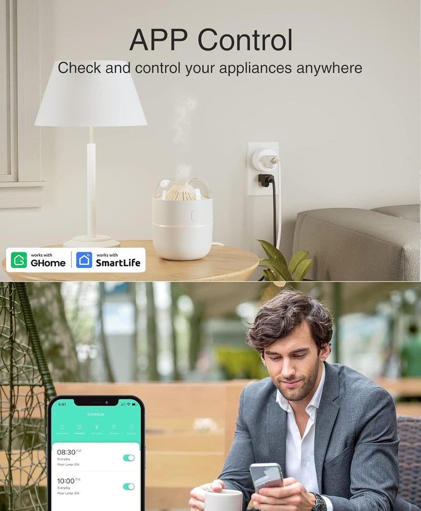 2 Pack Mini Plug Compatible with Alexa & Google Home, WiFi Outlet Socket