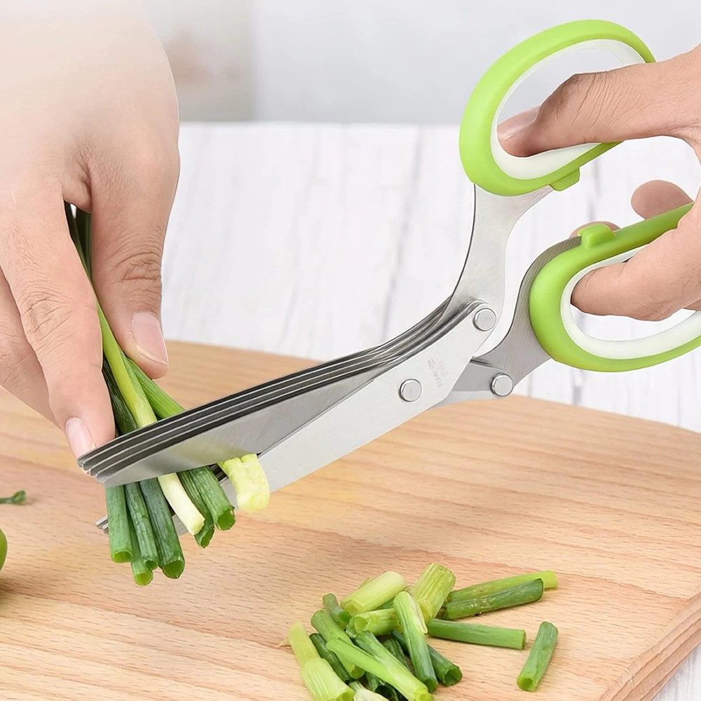 Herb scissors, Multipurpose Cutting Shears with 5 Blade Kitchen Salad Scissors,