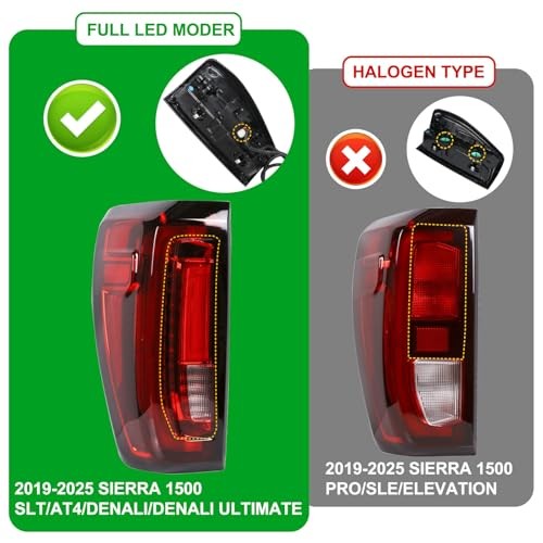 LED Tail Light Assembly Compatible with 2019-2024 GMC Left Driver Side LED Type
