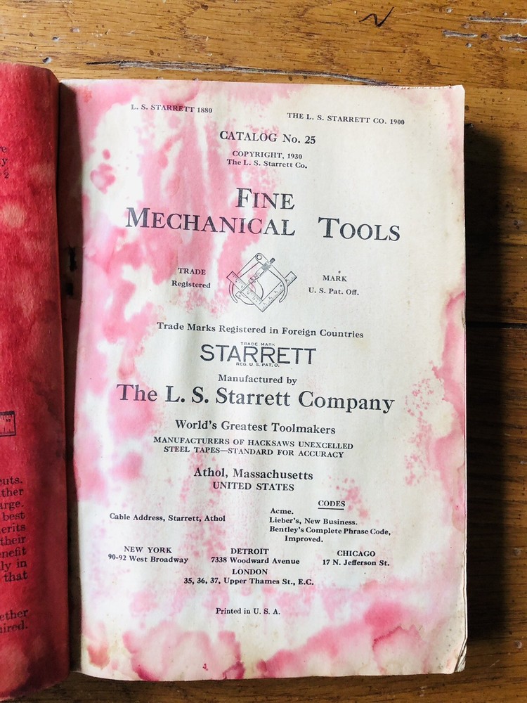 Vintage Starrett Tool Catalogs, #25 50th Anniversary 1930
