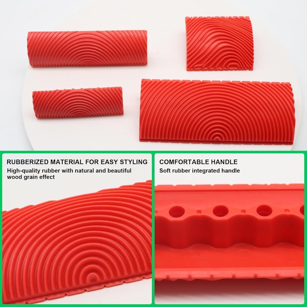 4-Piece Wood Graining Tool Set for Wall Decoration