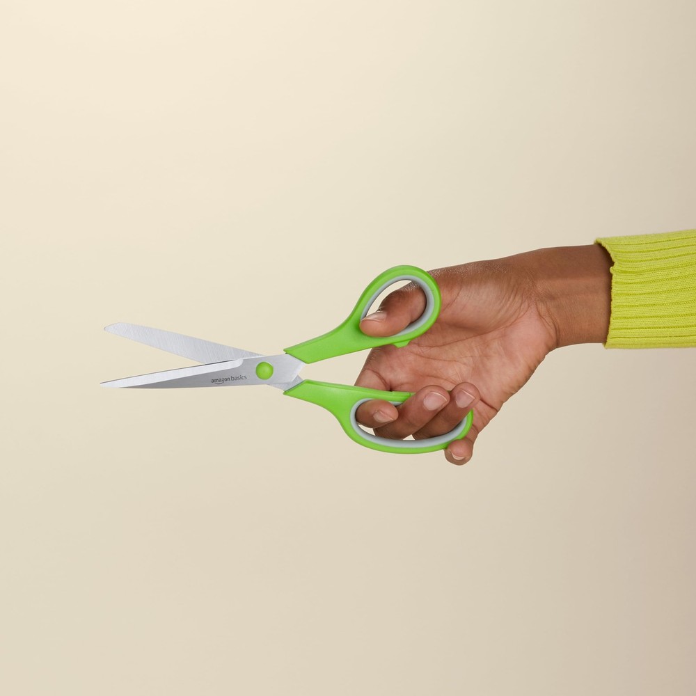 Amazon Basics Multipurpose Stainless Steel Scissors for 3-Pack, Multicolor