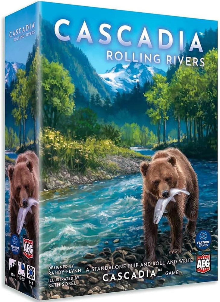 & Flatout Games | Cascadia: Rolling Rivers Roll & Write Puzzly Dice Game | Explo