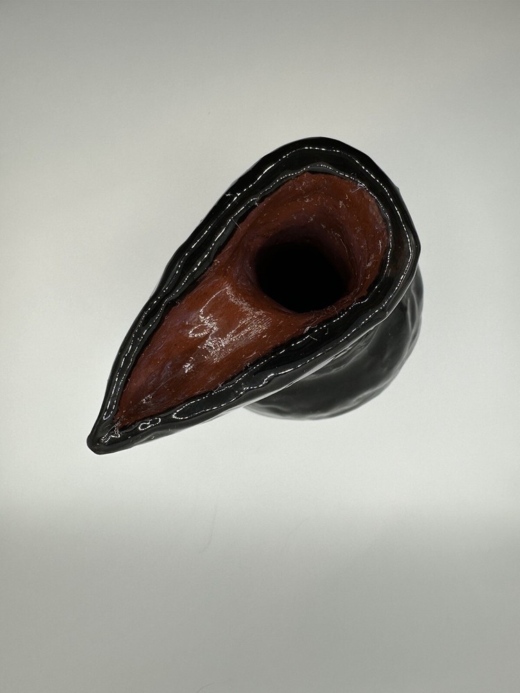 Chunky Primitive Handmade Black Red Vase With Spout