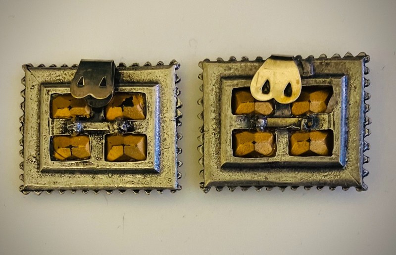 Pair of Vintage Rhinestone Rectangular Shoe Clips