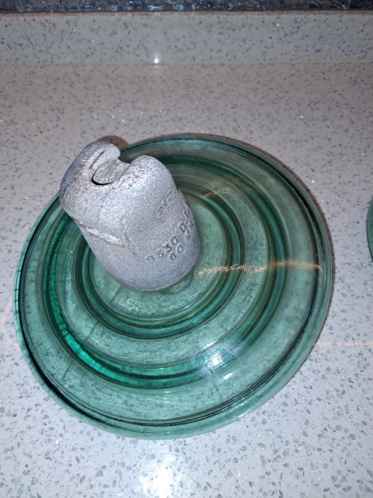 Vintage Electrical Glass Insulators . Turquoise Green