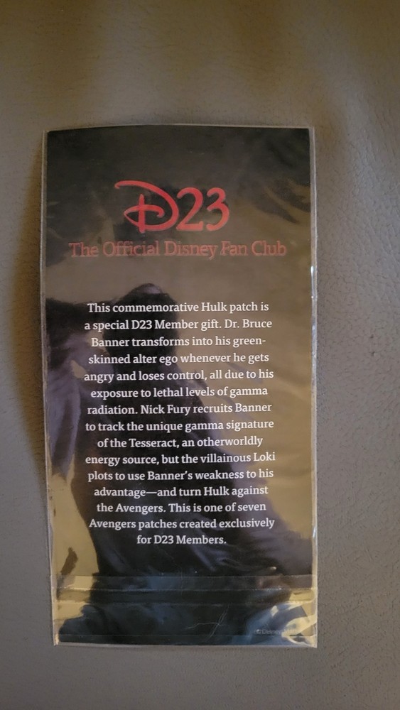 Incredible Hulk D23 Patch. Brand New