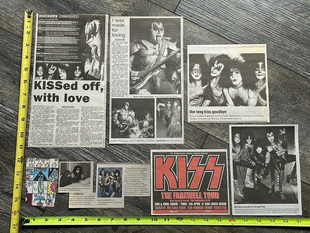 KISS Concert Ad Clipping Farewell Tour Rod Laver Australia 2001 Lot Vintage Kiss