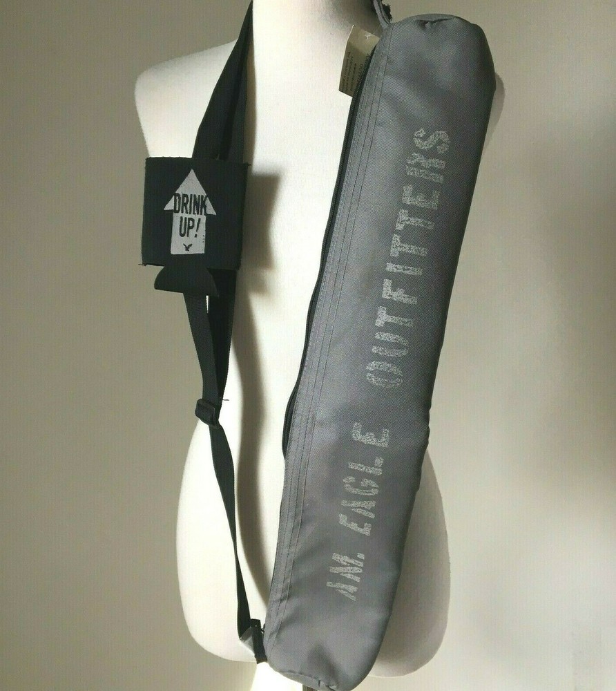 American Eagle Cooler Party Pack Sling Bag 5 Can Adjustable Strap Gray