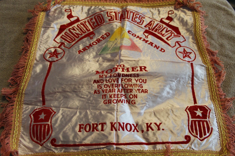 Original WW2 U.S. Army Armored Command Fort Knox, KY "Mother" Pillow Cover