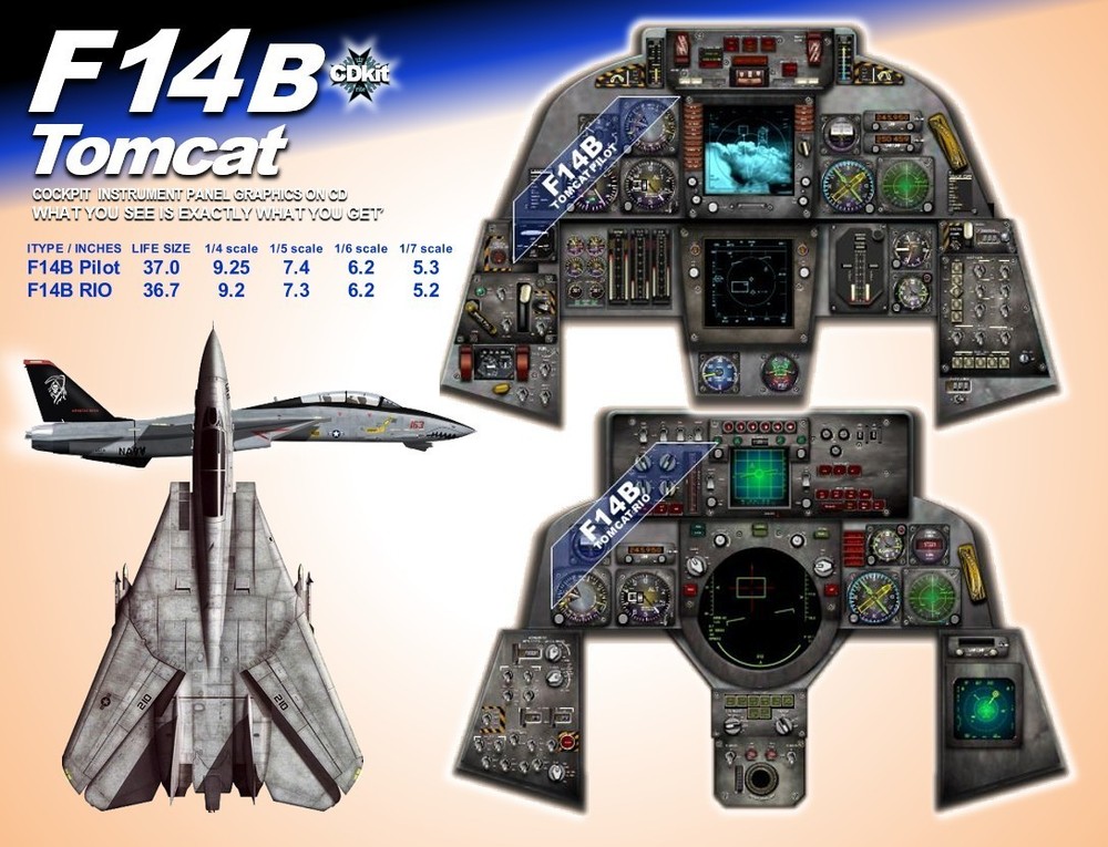 F14B TOMCAT COCKPIT instrument panel CDkit