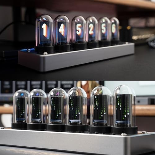 IPS Nixie Tube Clock, Electronic Desk Clock, 6-Bit IPS LCD Screen, Cool Desk