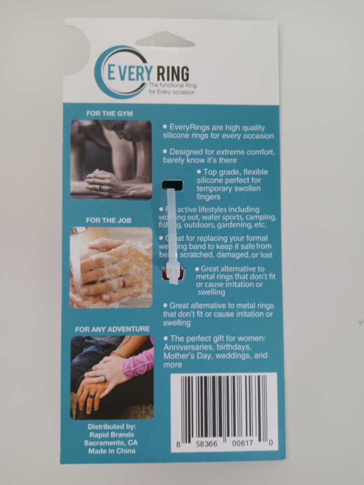 Ever Ring Silicone Rings 5 pack Medium Fits ring size 6.5 - 7