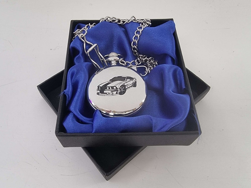 Pocket watch chrome gift box set personalised