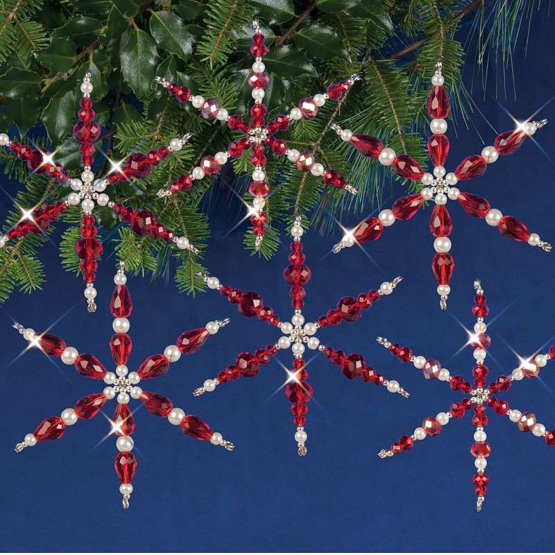 Nostalgic Christmas Beaded Crystal Ornament Kit Ruby Snowflakes