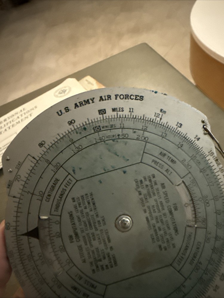 USAAF Type E-6B AERIAL DEAD RECKONING COMPUTER +Case+Paperwork. Z9