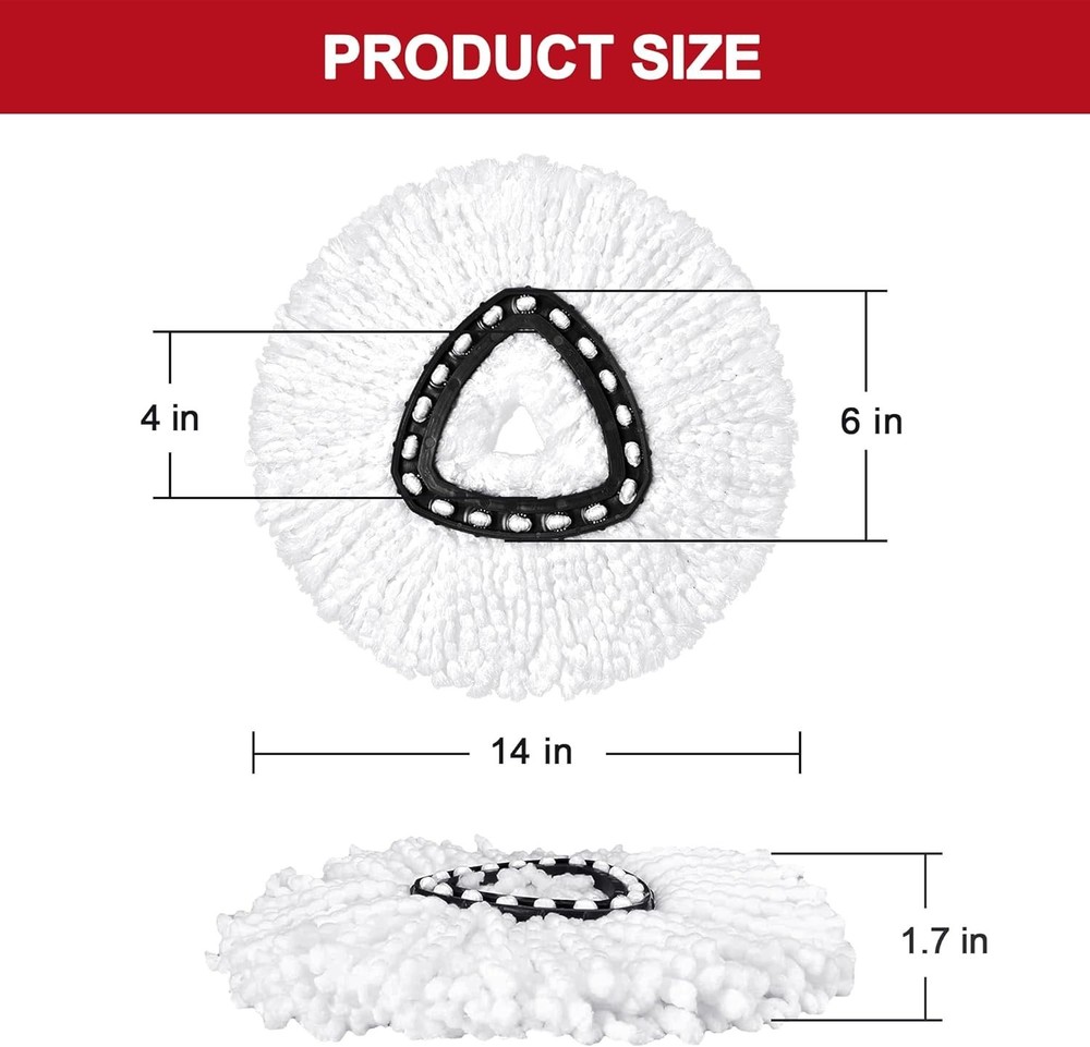 3 × Replacement Microfiber Mop HEAD For O-Cedar Spin Mop Easy Clean Wring Refill