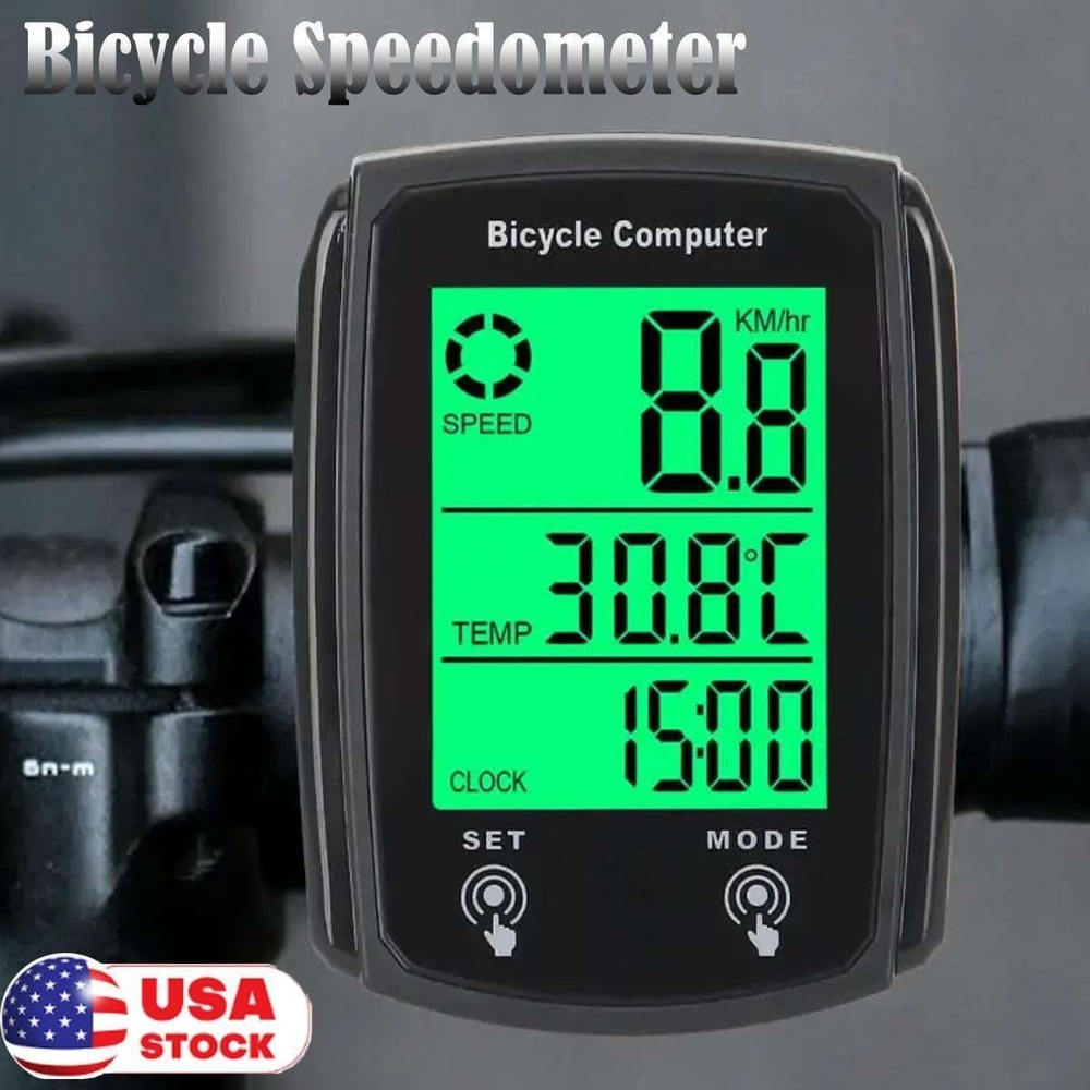 Waterproof Wired LCD Digital Cycle Bike Computer Bicycle Speedometer Odometer US