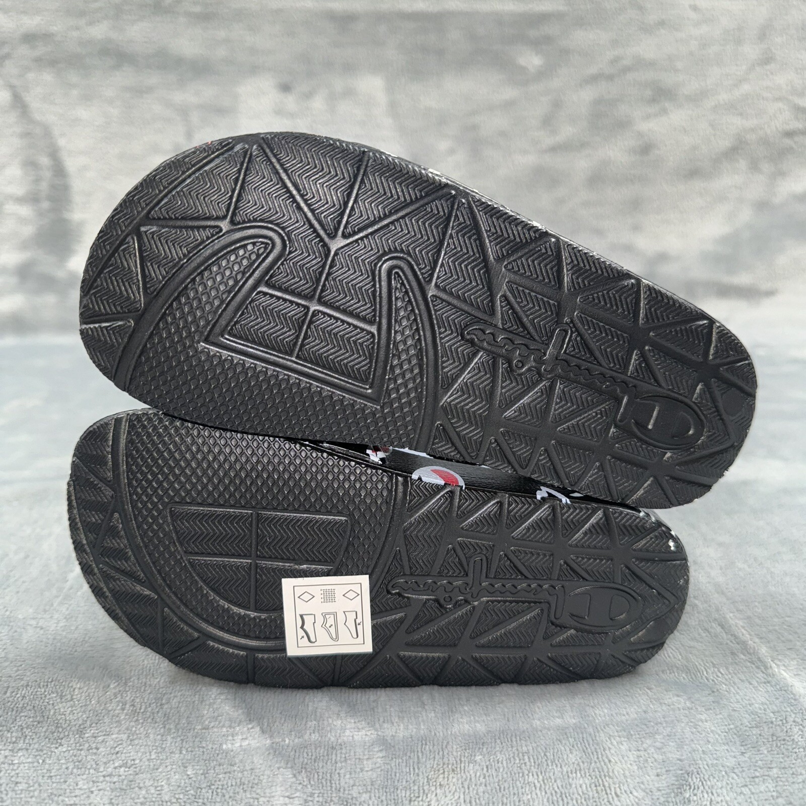 Champion IPO Warped Slides Black Red White CP101071T Toddler NWOB