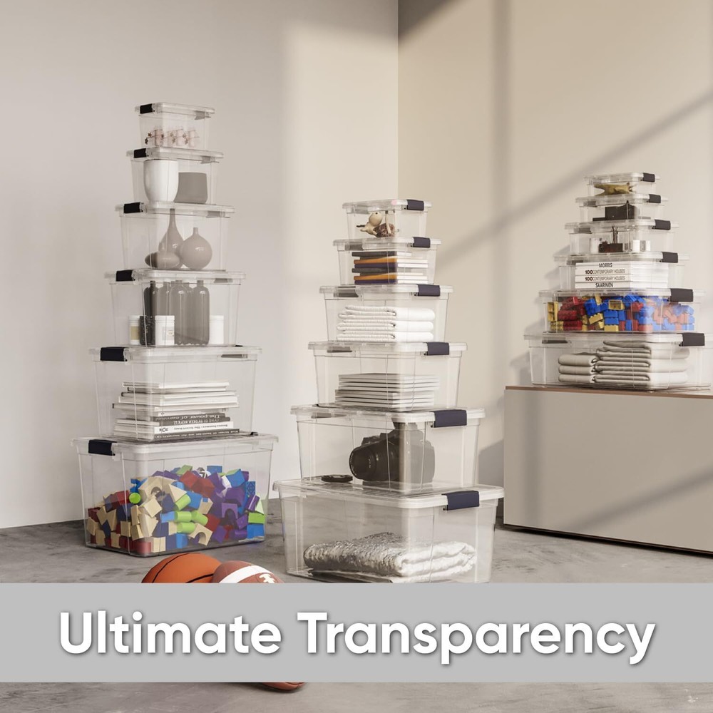 Superio Clear Storage Bins with Lids, 5 Pack- Plastic Storage Boxes - 8.7 Quart