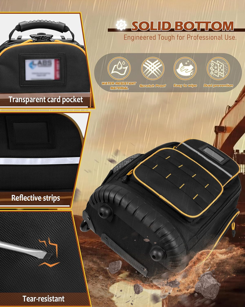 Durable Rolling Tool Backpack with Detachable Insert & Ample Storage Pockets