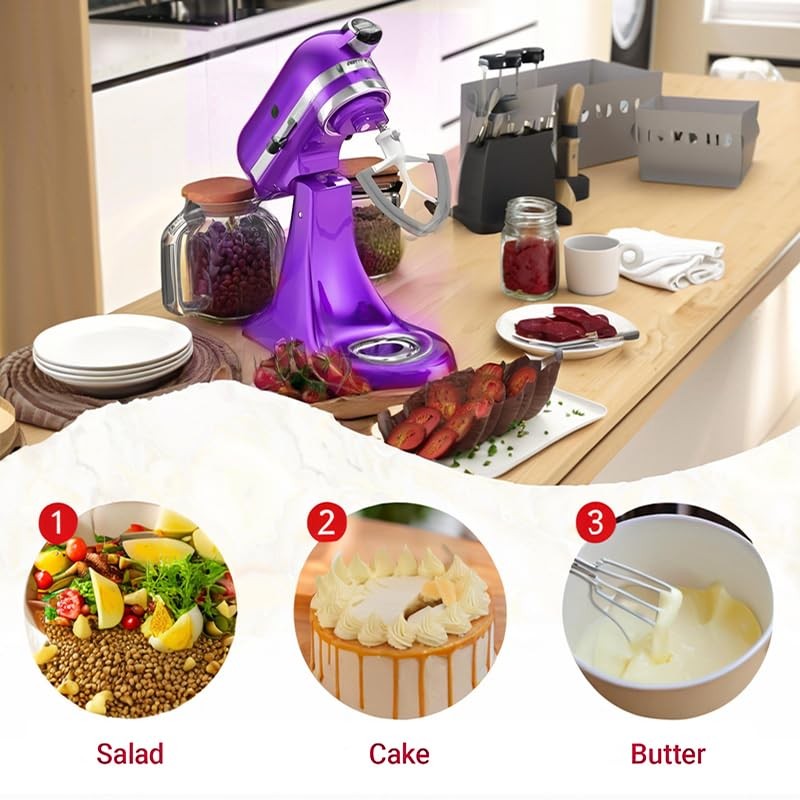 3Pcs Flex Edge Beater Dough Hook Wire Whip Kitchen Aid Mixer Attachments Set ...