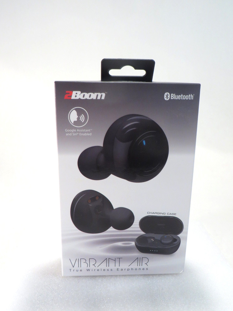 2Boom Bluetooth Wireless Earbuds Ear Buds w/Case Black New