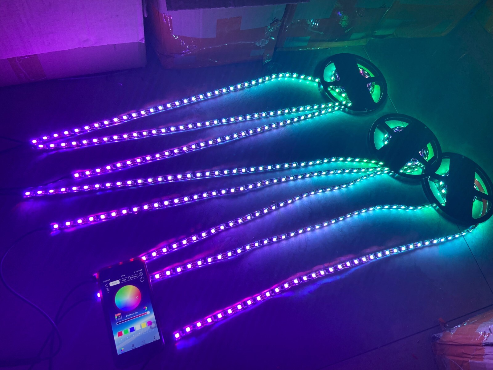 Tinted Blackout x8PCS 4FT APP+Remote CHASING Dream Color Strips Slingshot Lights