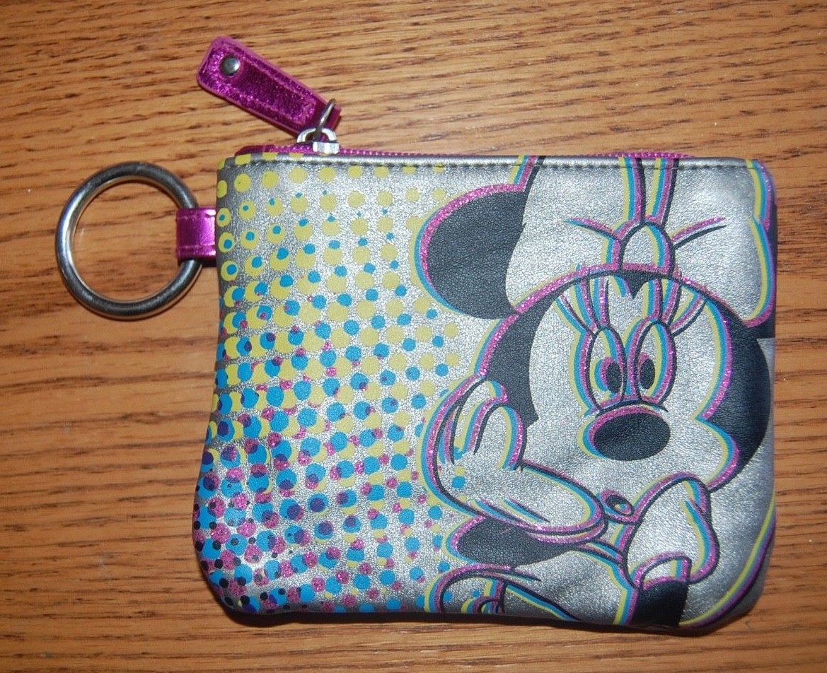 DISNEY STORE  MINNIE MOUSE GLITTER SPARKLY  MAKEUP BAG COIN PURSE SILVER