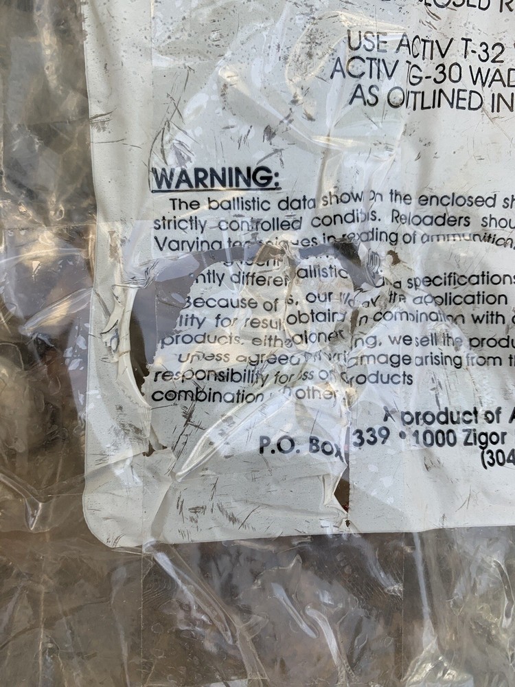 ACTIV Reloading Components Plastic Bag. Vintage. Bag only