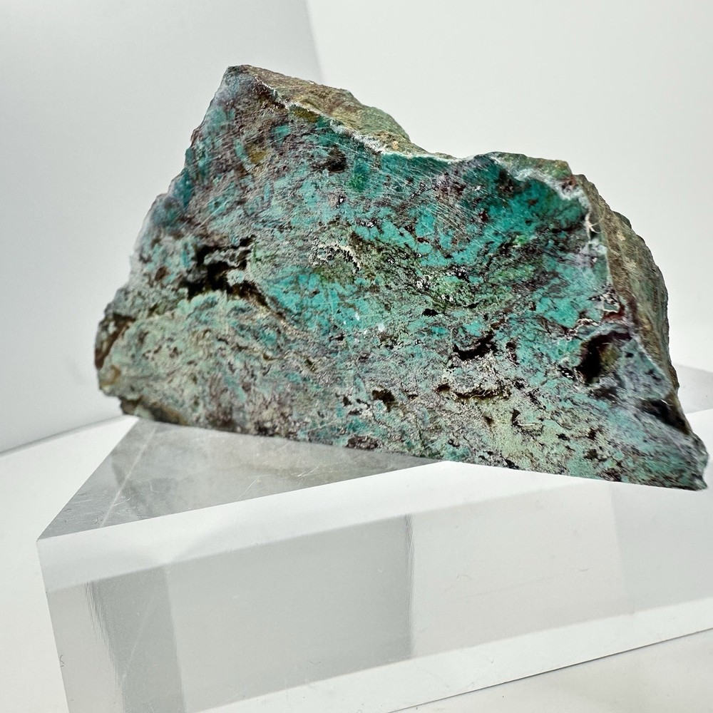 Congolese Chrysocolla Specimen - Polished Front & Base - End Cut Lapidary
