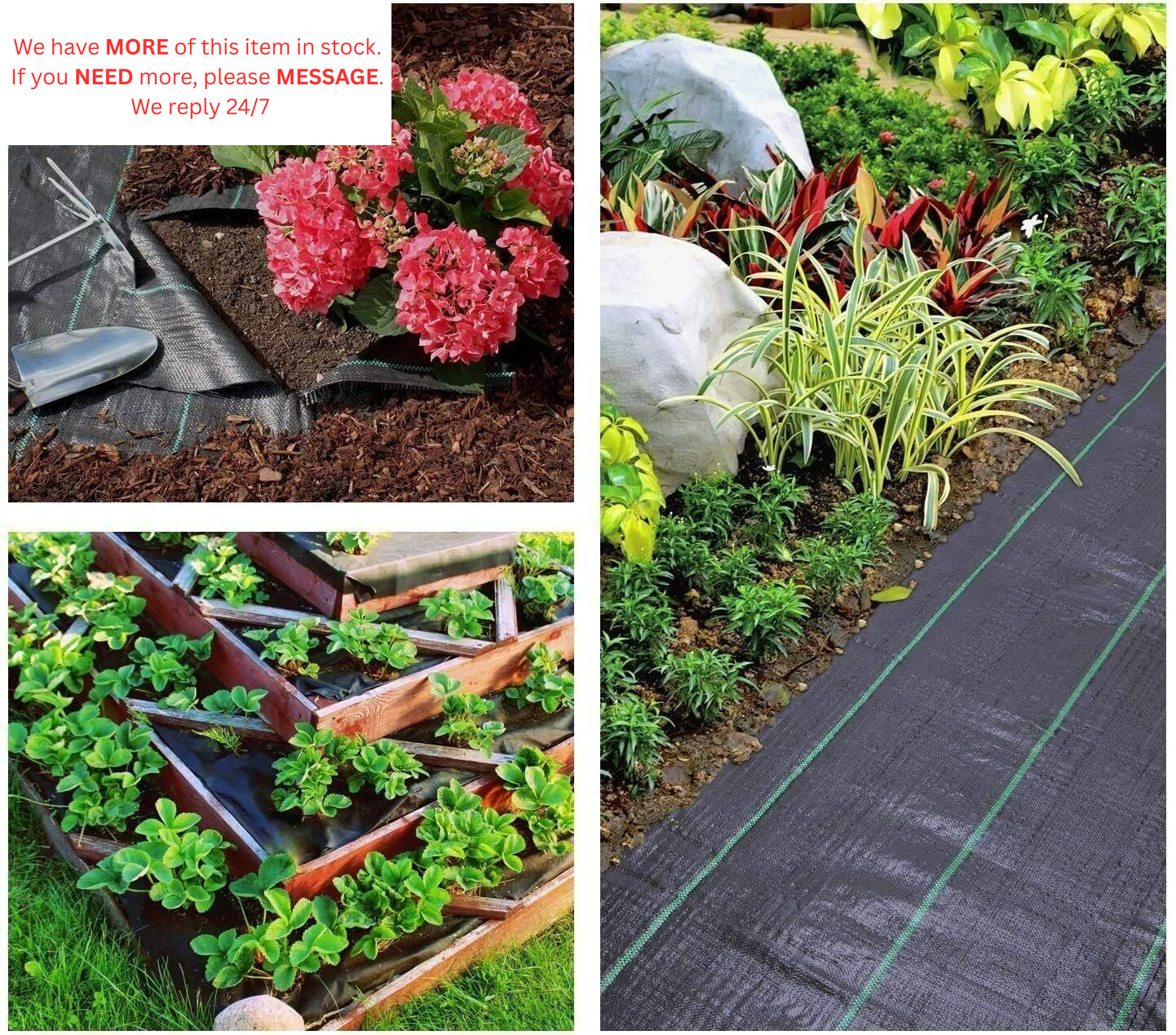 Groweco Landscape Fabric 6ft X 50ft Weed Barrier 6X50 FT, Black