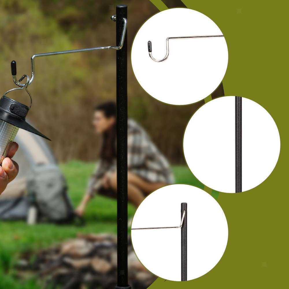 Camping Lantern Pole Hooked Stand Compact for Outdoor Activities Quick