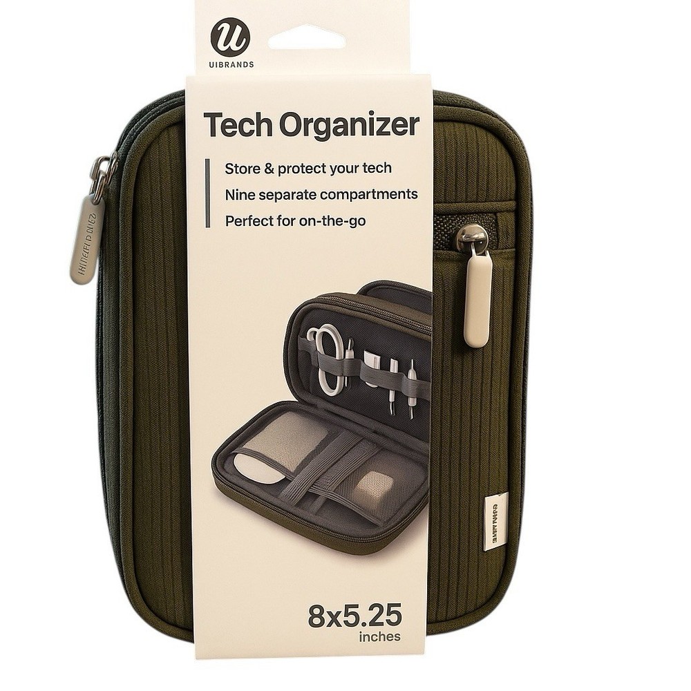 U BRANDS Tech Organizer . Store & Protect Your Tech Nine Separate Compartments